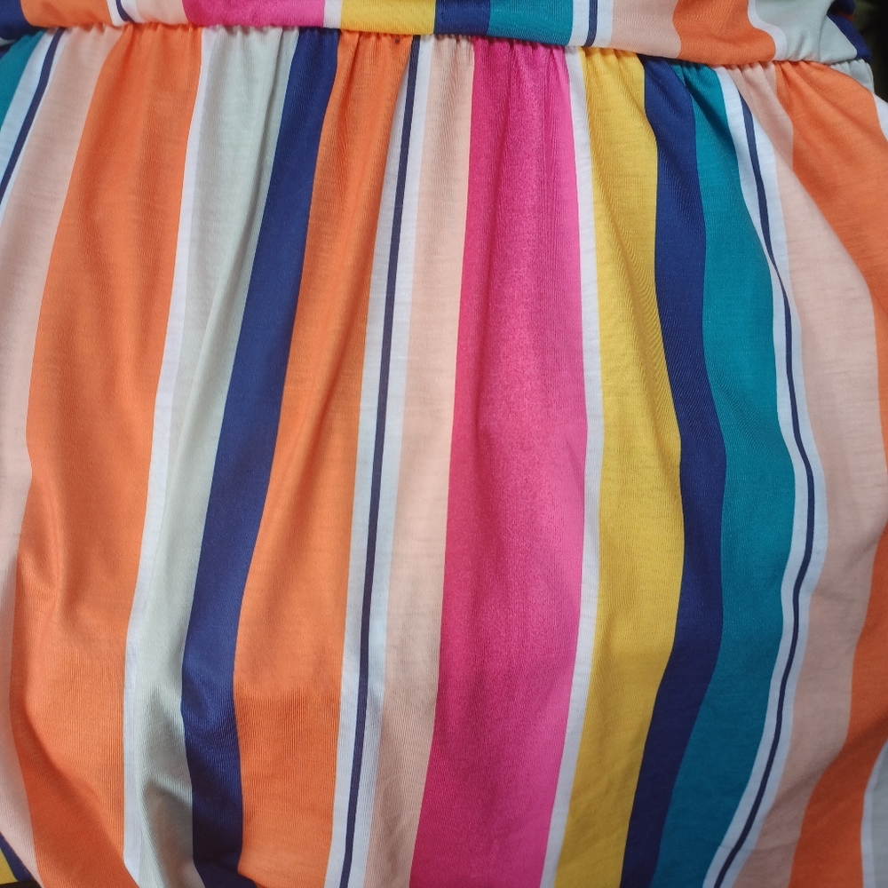 Ouges Summery Criscross Bodice Multi Striped Dres… - image 4